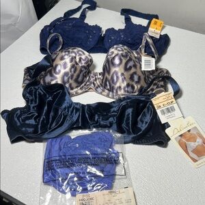 Satin/Lace/Leopard Print Bra Assortment Size 38C Underwire New 4 Items
